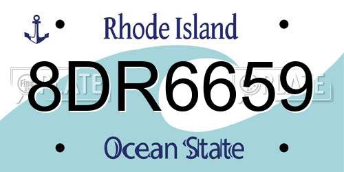 8DR6659 Rhode Island License Plate