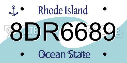 8DR6689 Rhode Island License Plate
