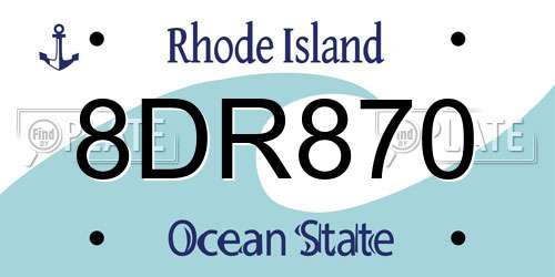 8DR870 Rhode Island License Plate