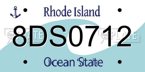 8DS0712 Rhode Island License Plate