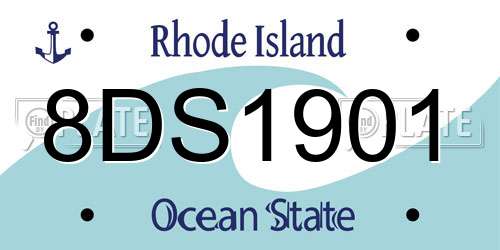 8DS1901 Rhode Island License Plate