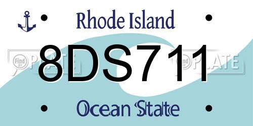 8DS711 Rhode Island License Plate