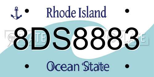8DS8883 Rhode Island License Plate