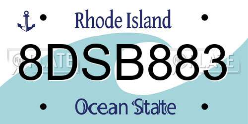 8DSB883 Rhode Island License Plate