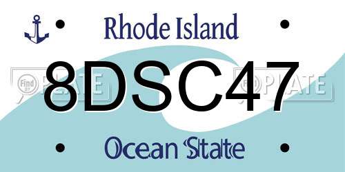 8DSC47 Rhode Island License Plate