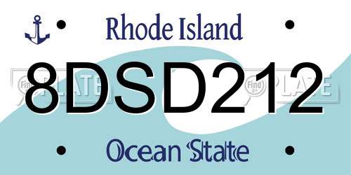 8DSD212 Rhode Island License Plate