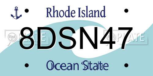 8DSN47 Rhode Island License Plate