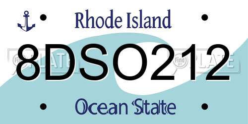 8DSO212 Rhode Island License Plate