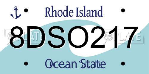 8DSO217 Rhode Island License Plate
