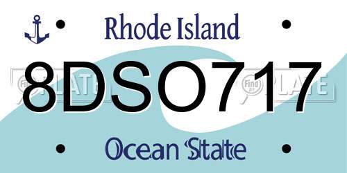 8DSO717 Rhode Island License Plate