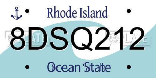8DSQ212 Rhode Island License Plate