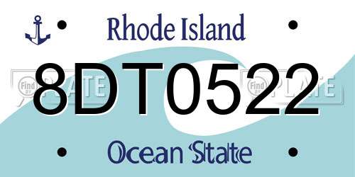 8DT0522 Rhode Island License Plate