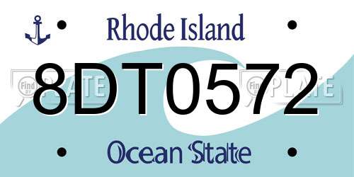 8DT0572 Rhode Island License Plate