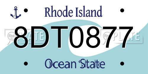 8DT0877 Rhode Island License Plate