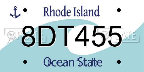 8DT455 Rhode Island License Plate