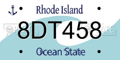 8DT458 Rhode Island License Plate