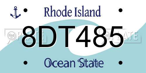 8DT485 Rhode Island License Plate