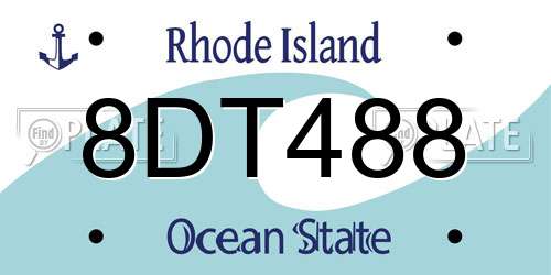 8DT488 Rhode Island License Plate