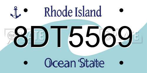 8DT5569 Rhode Island License Plate