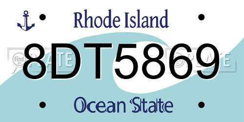 8DT5869 Rhode Island License Plate