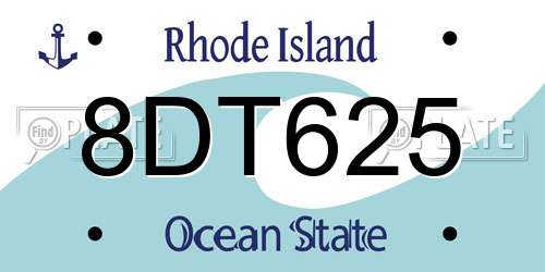 8DT625 Rhode Island License Plate