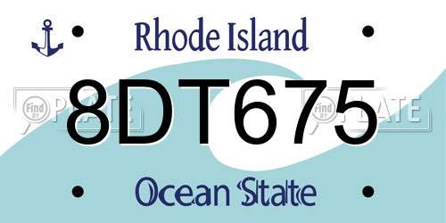 8DT675 Rhode Island License Plate