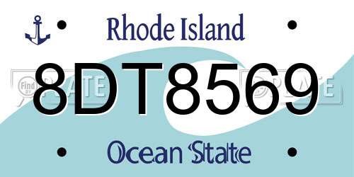 8DT8569 Rhode Island License Plate