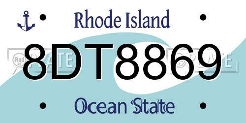 8DT8869 Rhode Island License Plate