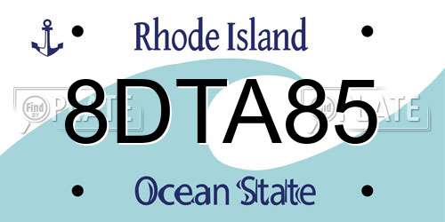 8DTA85 Rhode Island License Plate