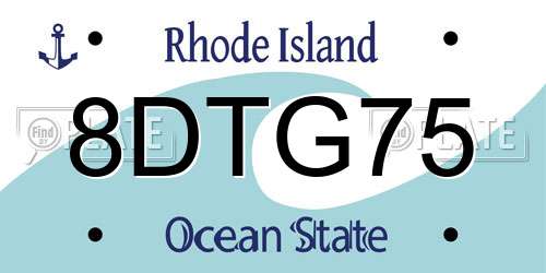 8DTG75 Rhode Island License Plate