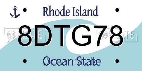 8DTG78 Rhode Island License Plate