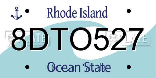 8DTO527 Rhode Island License Plate