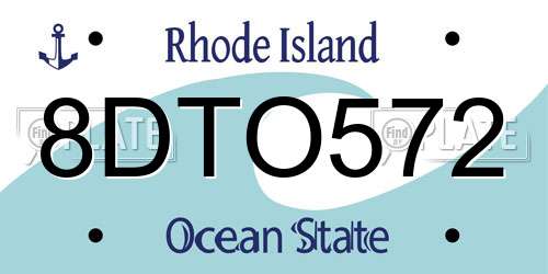 8DTO572 Rhode Island License Plate