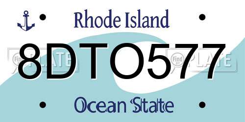 8DTO577 Rhode Island License Plate
