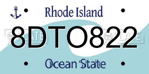 8DTO822 Rhode Island License Plate