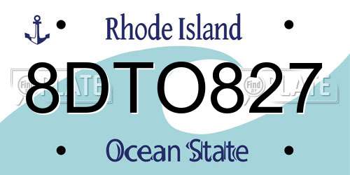 8DTO827 Rhode Island License Plate