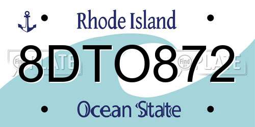8DTO872 Rhode Island License Plate