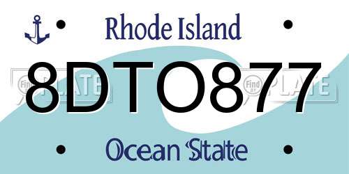 8DTO877 Rhode Island License Plate