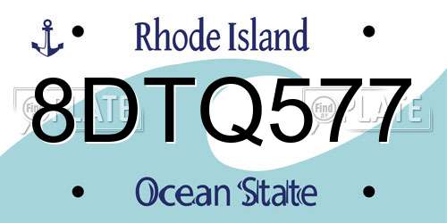 8DTQ577 Rhode Island License Plate