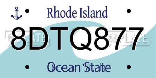 8DTQ877 Rhode Island License Plate