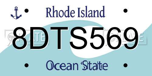 8DTS569 Rhode Island License Plate