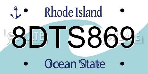 8DTS869 Rhode Island License Plate