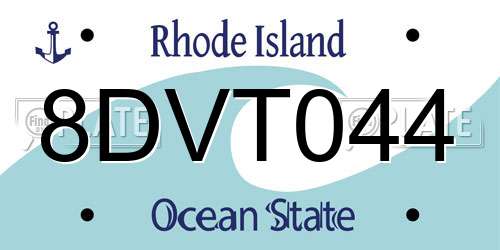 8DVT044 Rhode Island License Plate