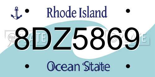 8DZ5869 Rhode Island License Plate