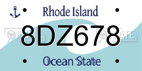 8DZ678 Rhode Island License Plate