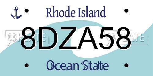 8DZA58 Rhode Island License Plate