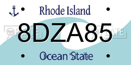 8DZA85 Rhode Island License Plate