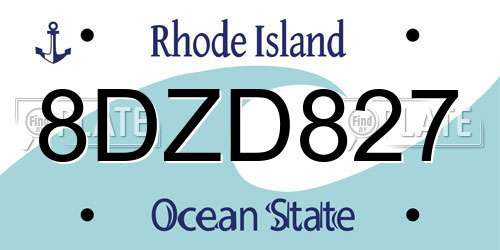 8DZD827 Rhode Island License Plate