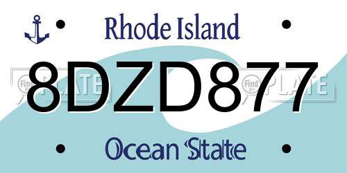 8DZD877 Rhode Island License Plate
