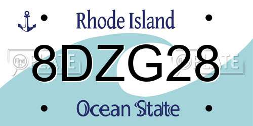 8DZG28 Rhode Island License Plate
